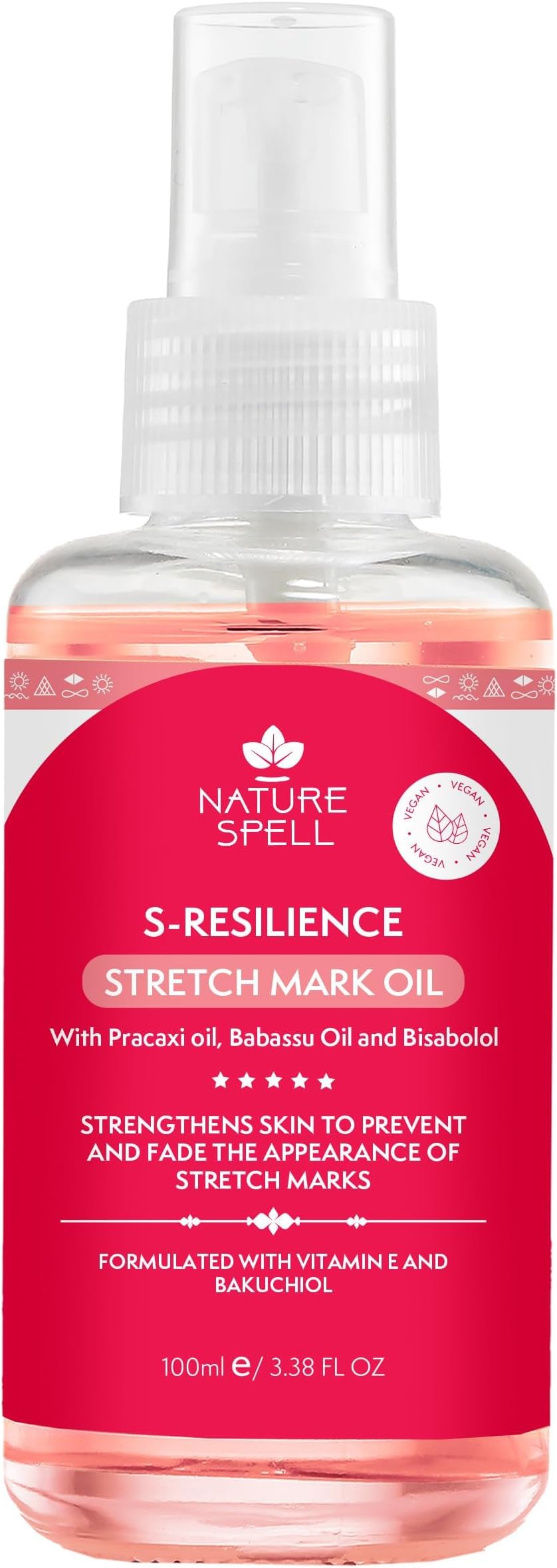– Nature Spell Stretch Mark Body Oil, Strengthens Skin Elasticity & Helps With the Appearance of Stretch Marks and Scars, Infused With Vitamin E, Vegan, 100ml