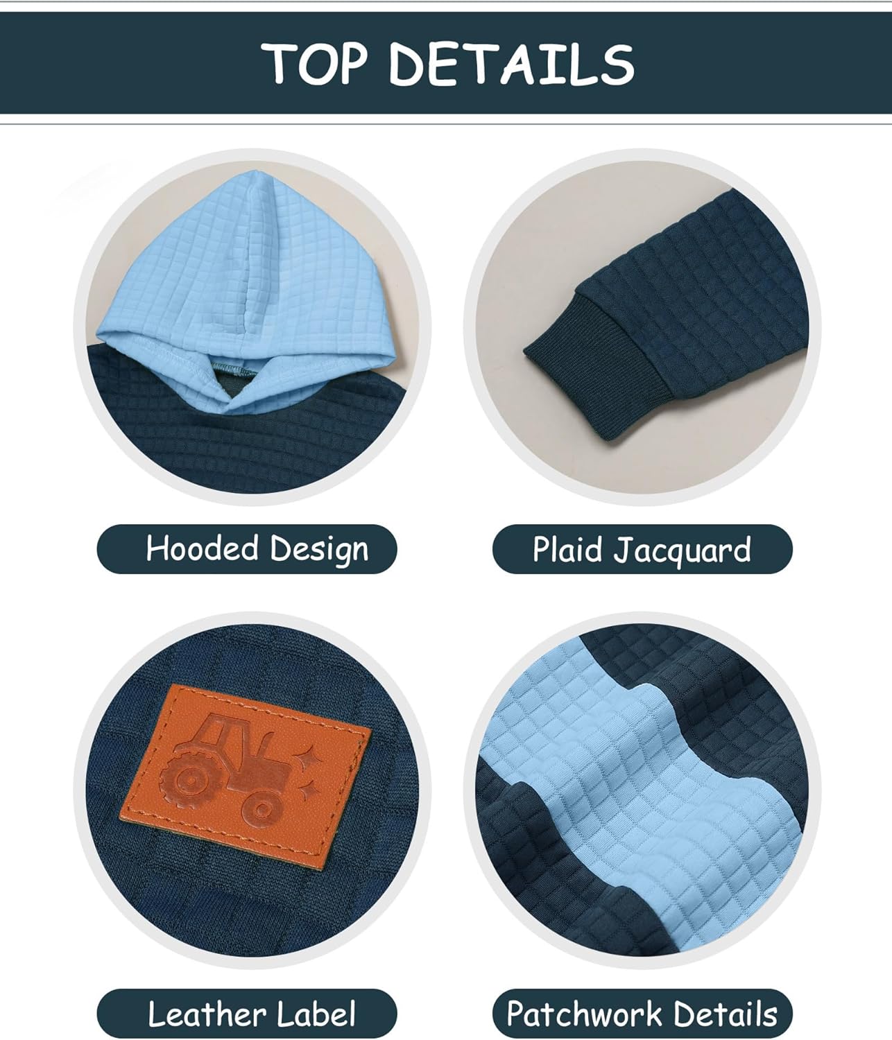 Toddler Baby Boy Clothes Fall Winter Outfit Long Sleeve Patchwork Hoodie Sweatshirt and Jogger Sweatpants Sweatsuit - Image 2