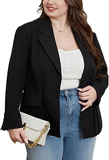 Plus Size Blazers for Curvy Women V Neck Notched Lapel Blazer Oversized ...