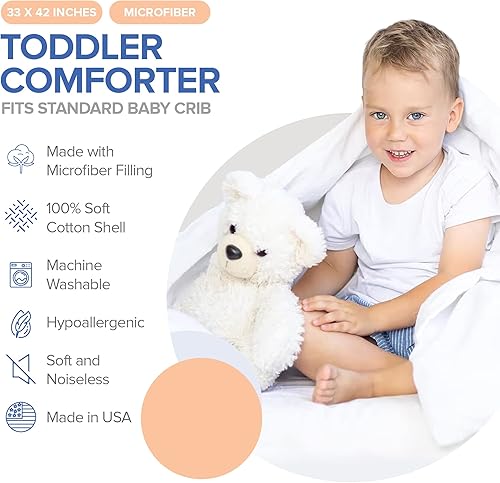 Miniatura 3 de Continental Bedding Edredón para niños pequeños, relleno de edredón de microfibra, manta de dormir con funda de algodón, se adapta a una cuna