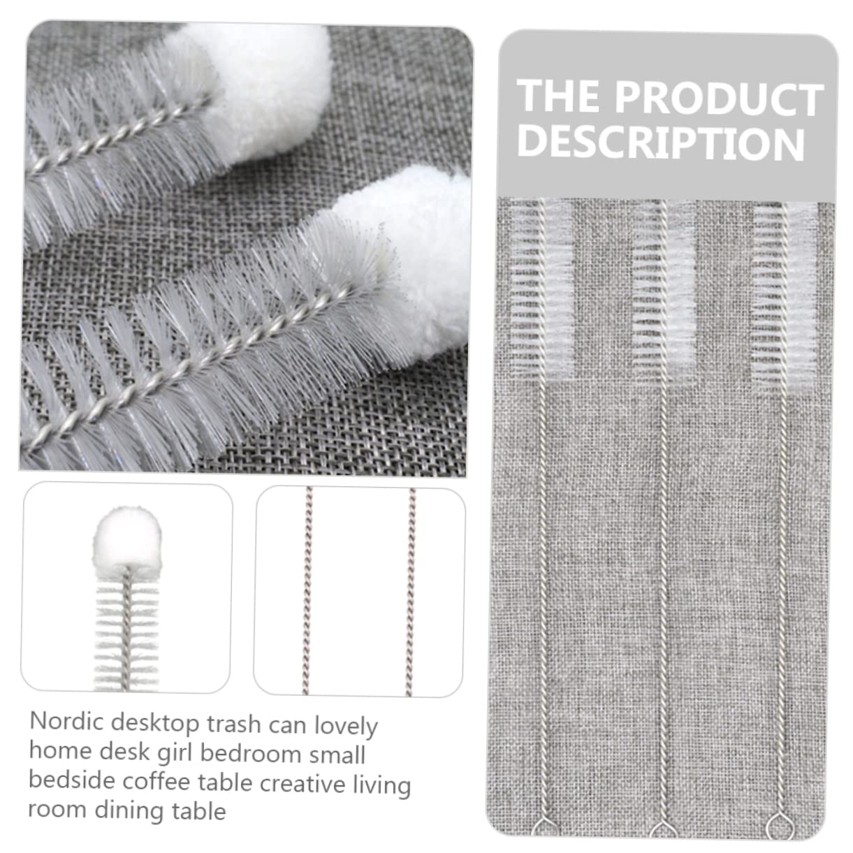 HAPINARY Test Tube Brush Set Tip 5 Pieces Softy Nylon Cotton Brush Tips Flask Bottle Cleaning Brush
