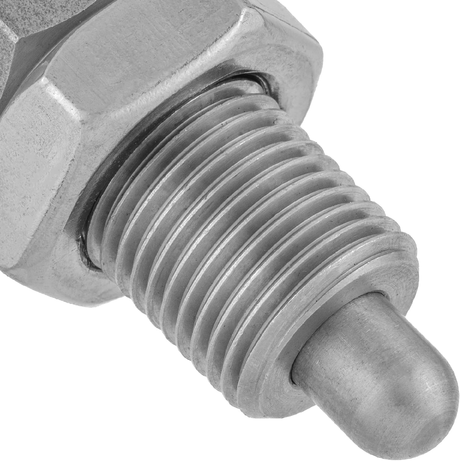 M16 x 23mm Thread 8mm Pin Diameter Ball Head Indexing Spring Plunger with Pull Ring - Stainless Steel Retractable Locking Bolt Auto Stop Non Lock-Out Threaded Index Mechanism Accessory Tool
