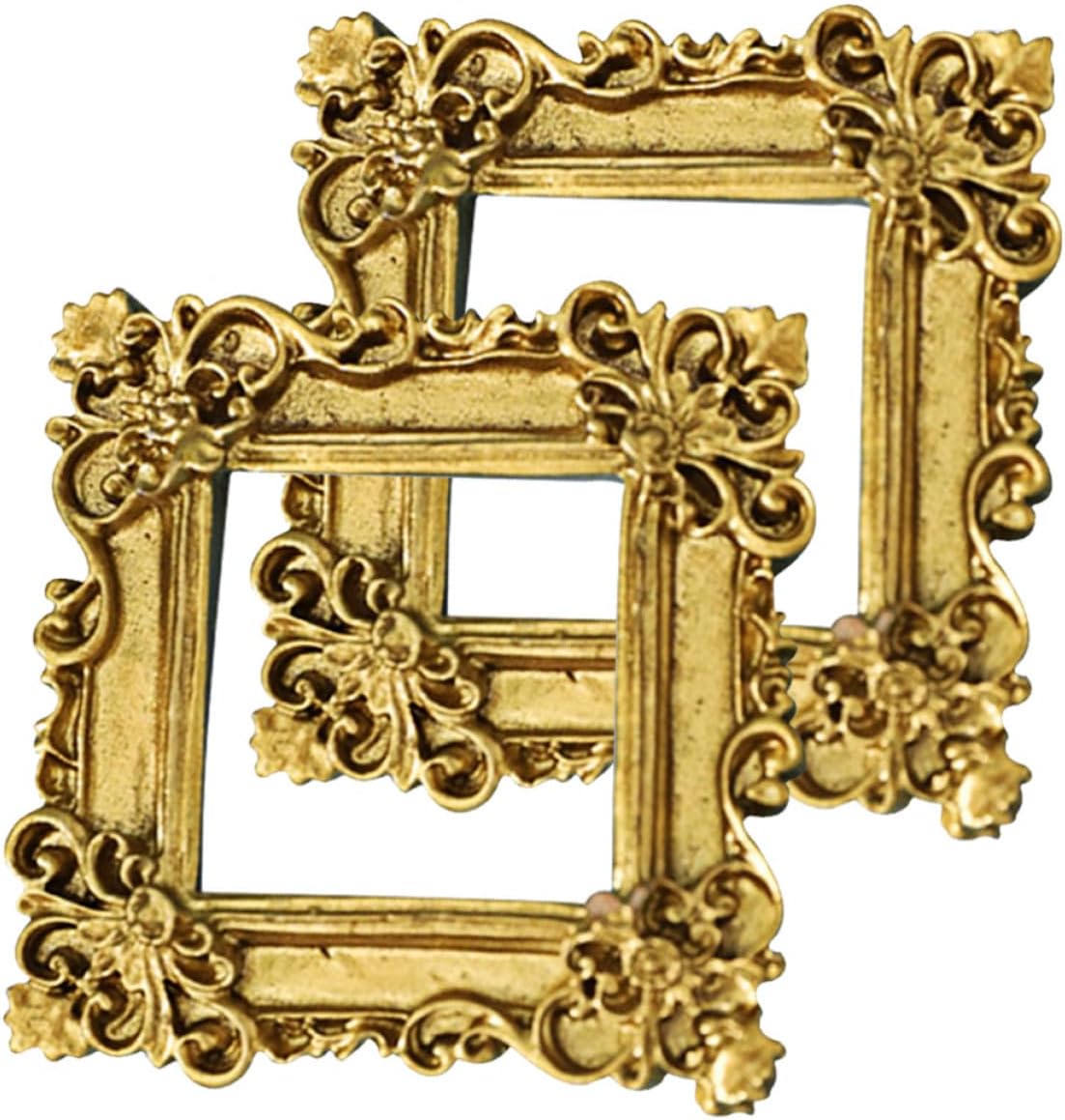 Mini Vintage Photo Frame 2pcs Resin Golden Baroque Decor
