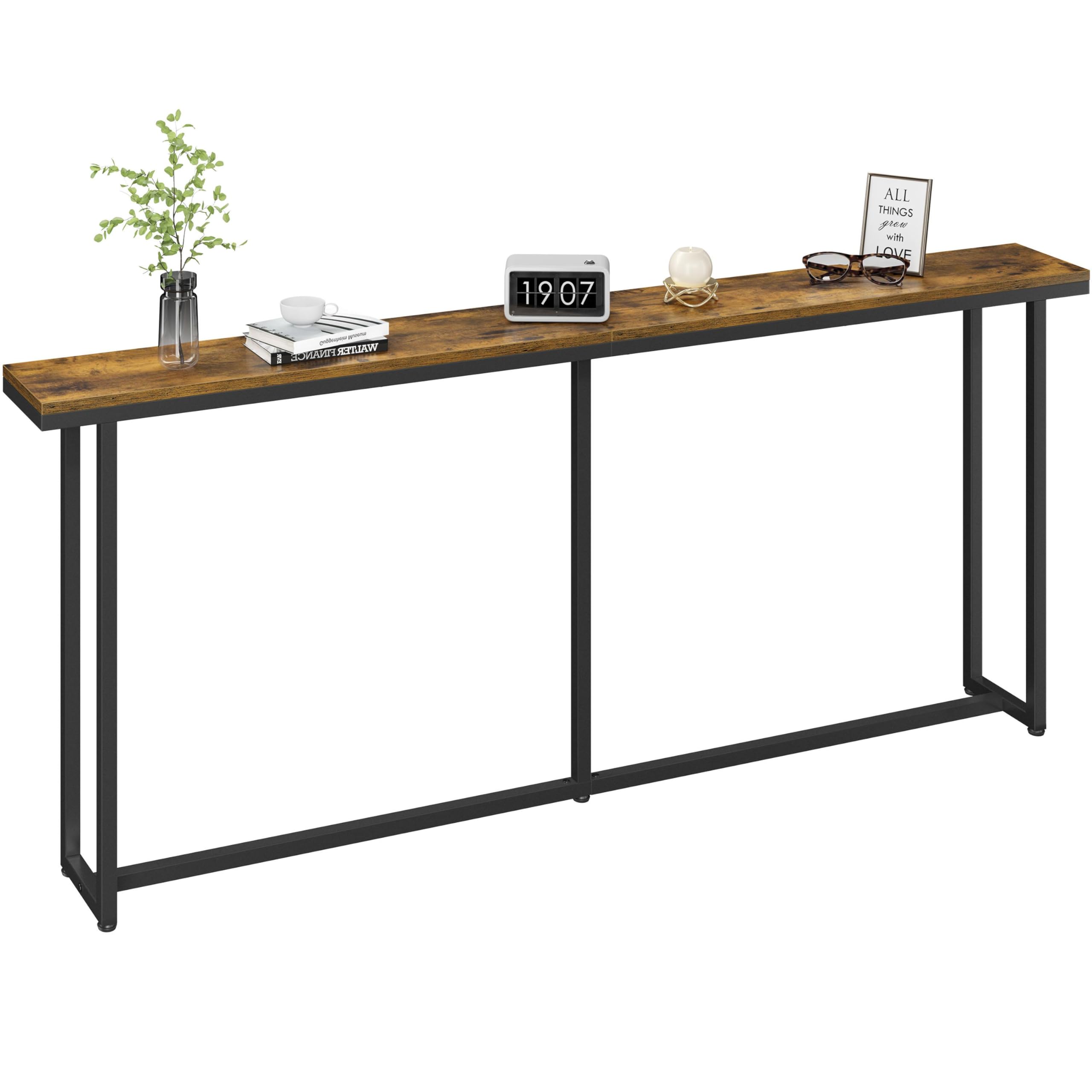 Yaheetech Narrow Console Table with Sturdy Metal Frame 71 Inch Extra Long Entryway Sofa Table for Behind Couch