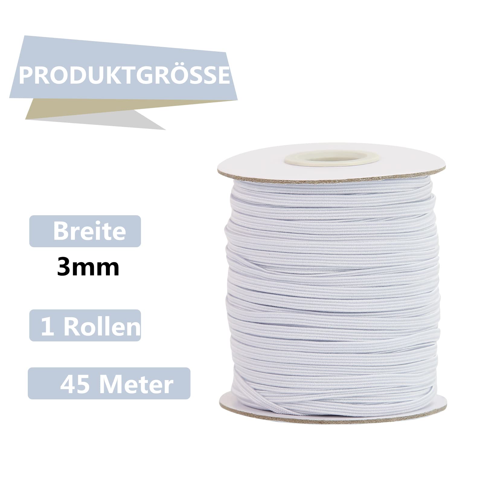 Elastico Da Cucito 5mm X 64 Metri - Bianco, Per Abbigliamento, Craft E Fai Da Te - Foto 7