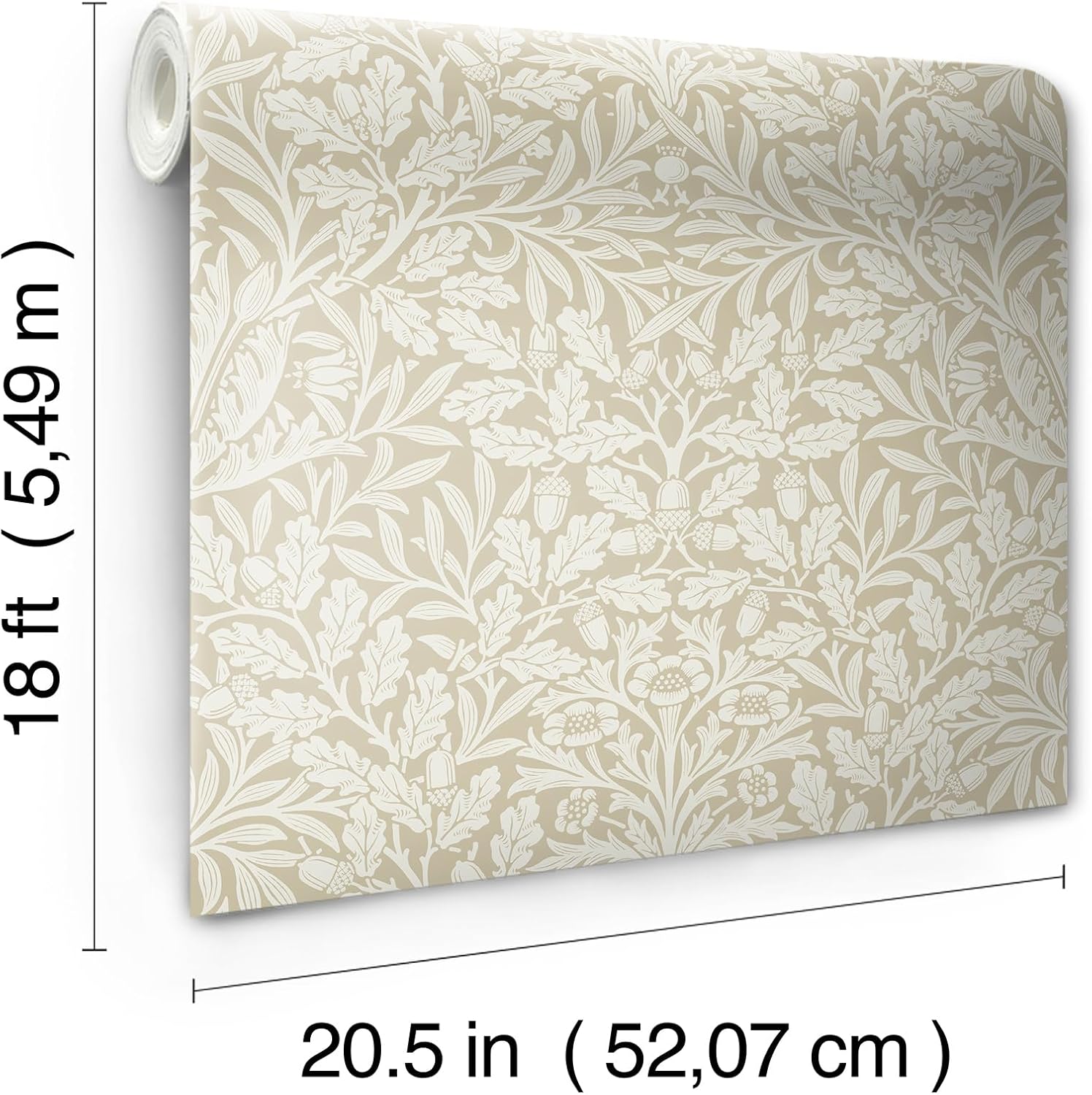 NuWallpaper x Morris & Co. Acorn Wheat Peel and Stick Wallpaper, MCS6589