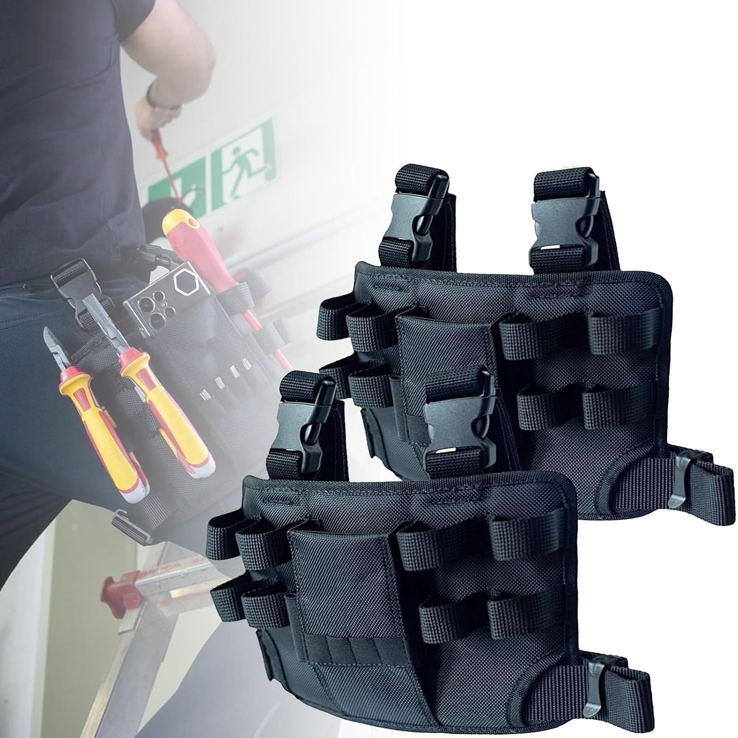 Holster Z 2.0 Tool Pouch, Holster Z 2.0 para Herramientas, Tool Pouch with Belt Clip, Repair Tool Bag Around Your Leg, for Electricians, Automotive, Craftsmen(2Pcs)