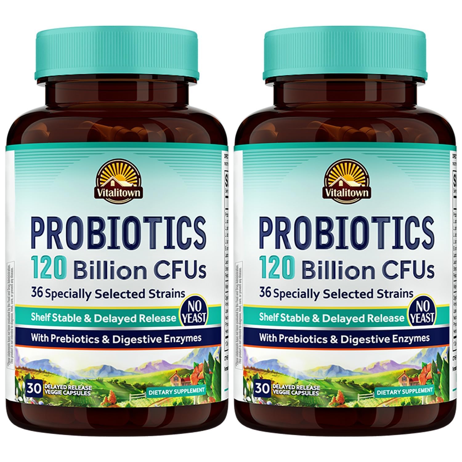 Probiotics 120 Billion CFUs | 36 Strains, with Prebiotics & Digestive Enzymes for Men Women | Shelf Stable | Digestive & Immune Support | Vegan | 60 Delayed Release Veg Caps