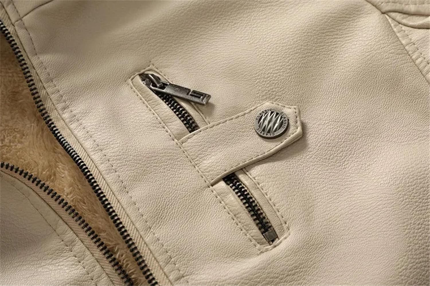 Men’S Faux Leather Jacket Thickened Fleece-Lined Hooded Winter Coat Warm Durable Outerwear For Casual Wear