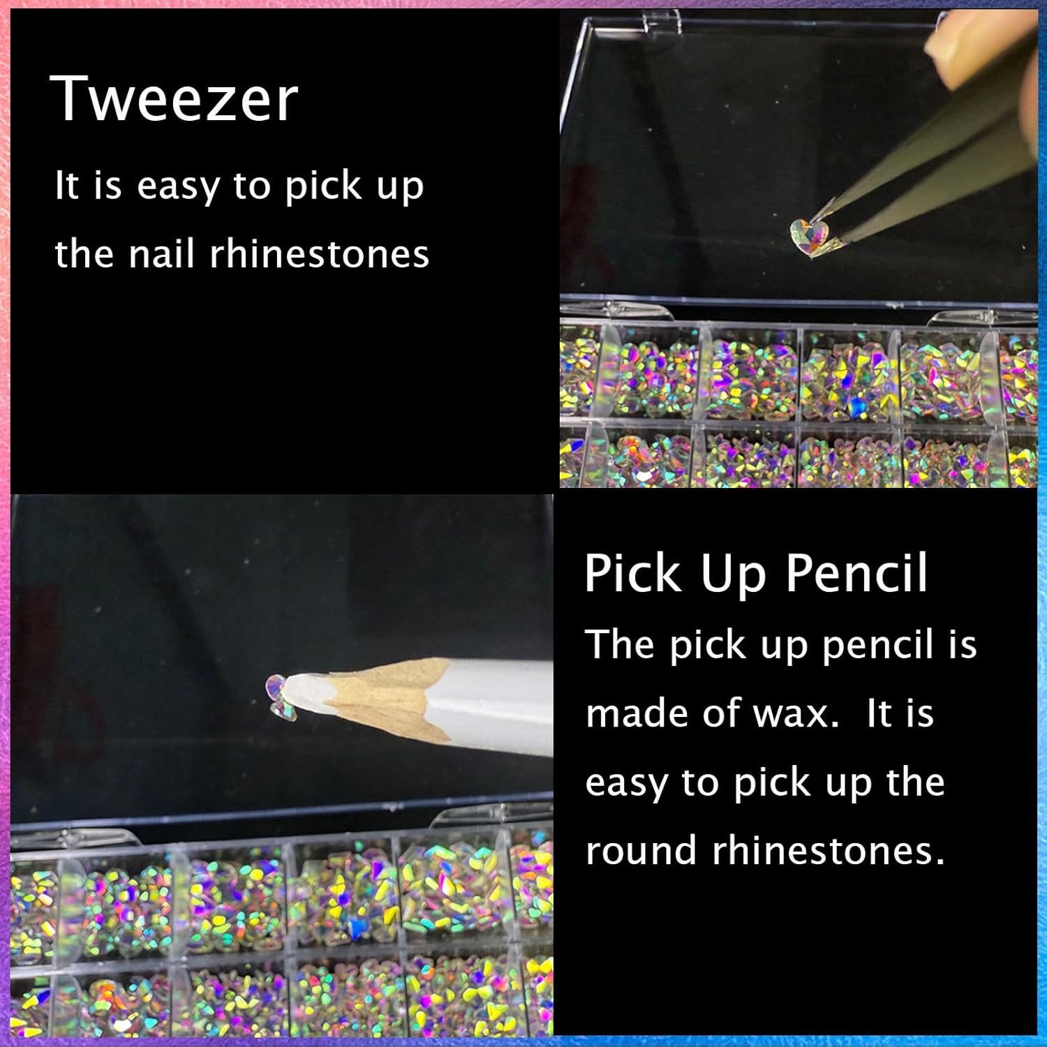 Nail Rhinestones Kit, 18 Types of 900 Special-Shaped Nail AB Diamonds & 3200 Flat-Bottomed Nail Rhinestones, 3D Nail Crystal DIY Gemstones for Nail Art Design - Image 3