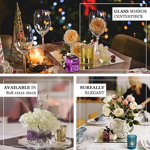 Miniatura 28 de Efavormart - Juego de 5 ideas de decoración de boda con acabado de espejo plateado, caja transparente para centros de mesa con tapa y base Plata