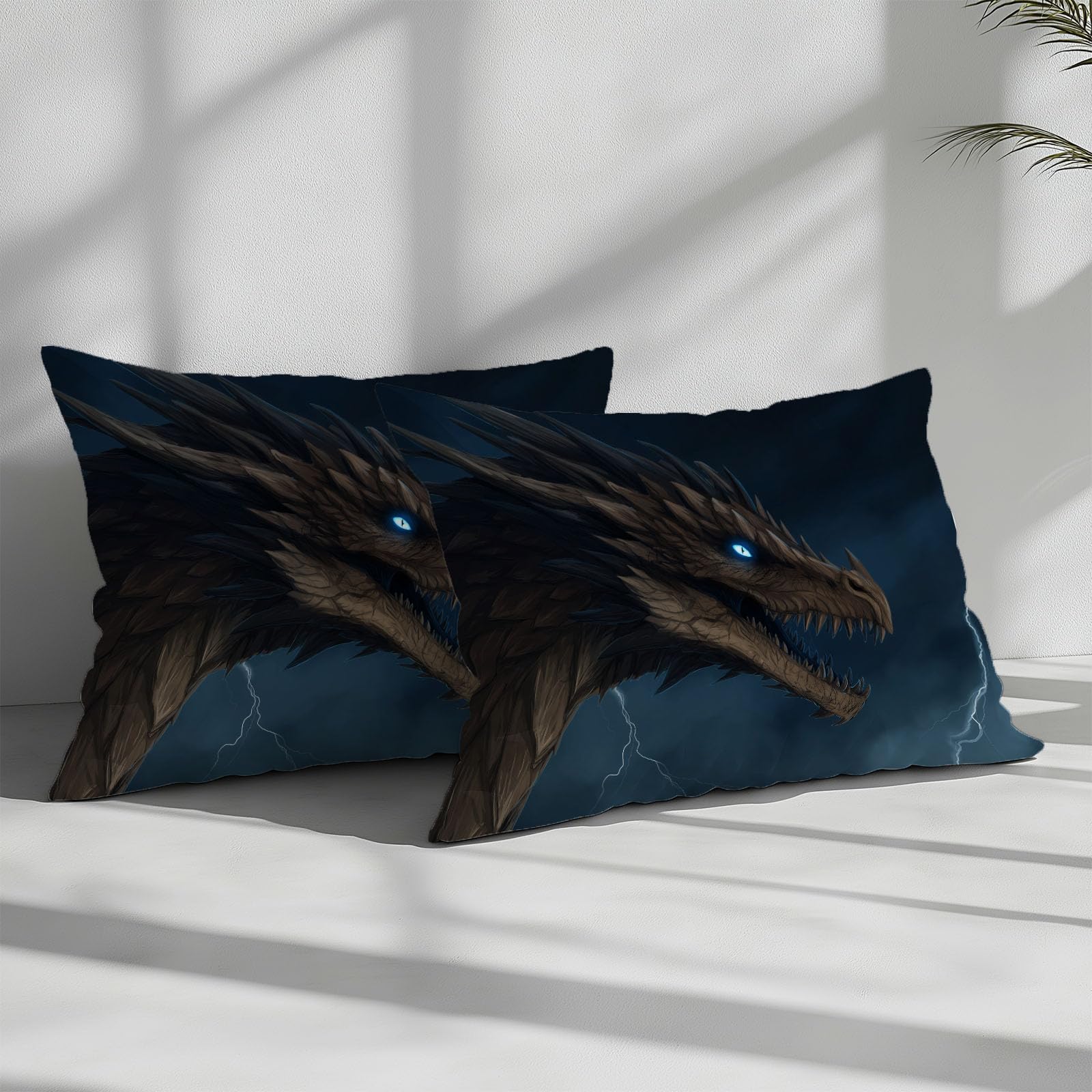 Juego de ropa de cama de 155 x 220 cm, 3 piezas, diseño de dragón, color