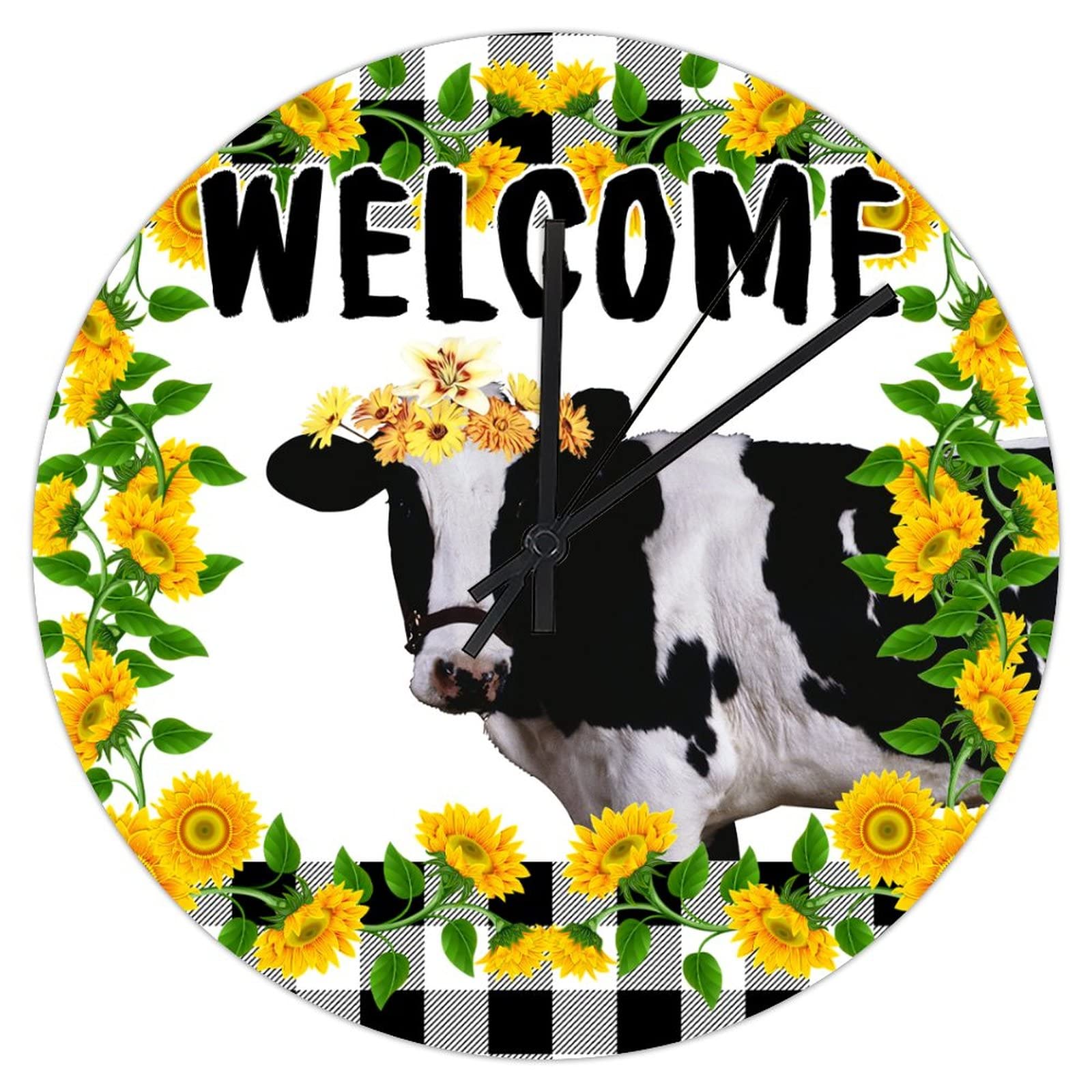 Horloge murale silencieuse sans tic-tac 30cm en PVC motif vache