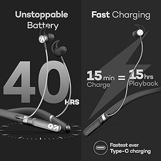 Boult Audio ZCharge Bluetooth Wireless in Ear Earphones with Mic, 40H Playtime and Super Fast Charging, Environmental Noise Cancellation for Pro+ Calling and IPX5 Water Resistant (Black)