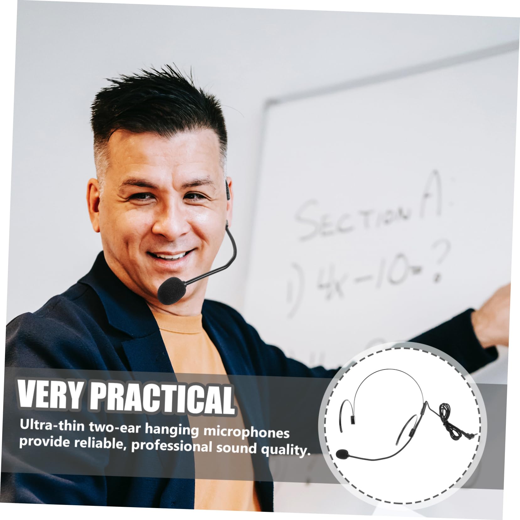 FUNOMOCYA Teacher Mic Headset Head-mounted Microphone Voice Amplifier Comfortable for Long Use