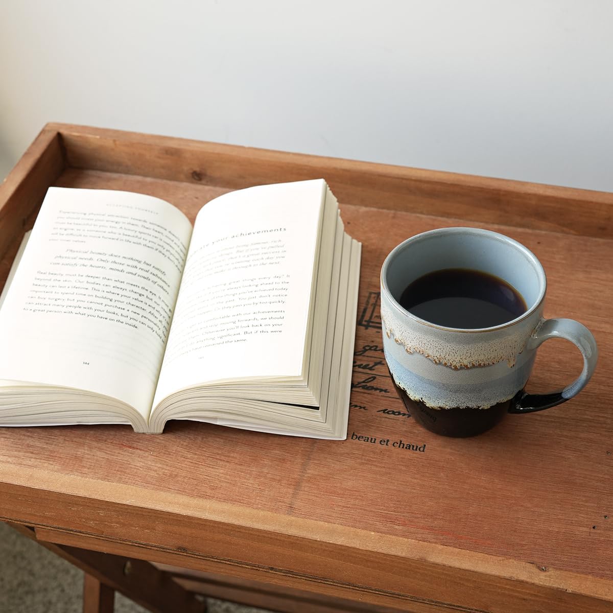 Bosmarlin Ceramic Coffee Mug Set of 4, 17 Oz, Coffee Cups with Big Handle, Microwave Safe, Unique Reactive Glaze (17 Oz, Grey) - Image 5