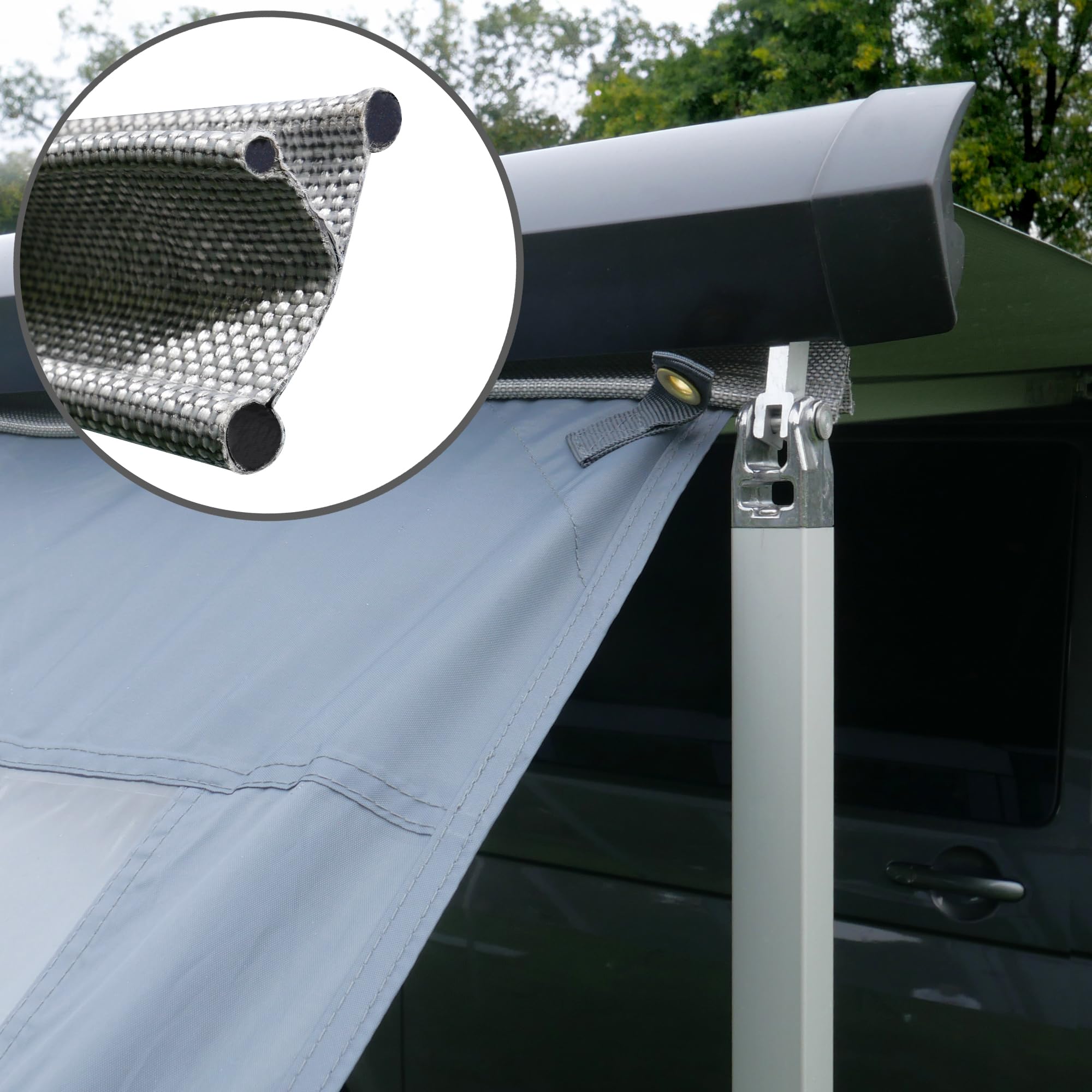 your GEAR Panorama Front Wand 2,4 x 2 m - Vorderwand für Markise - Schutz vor Sonne, Wind und Regen mit UV 50+, Campingbus Wohnwagen Wohnmobil