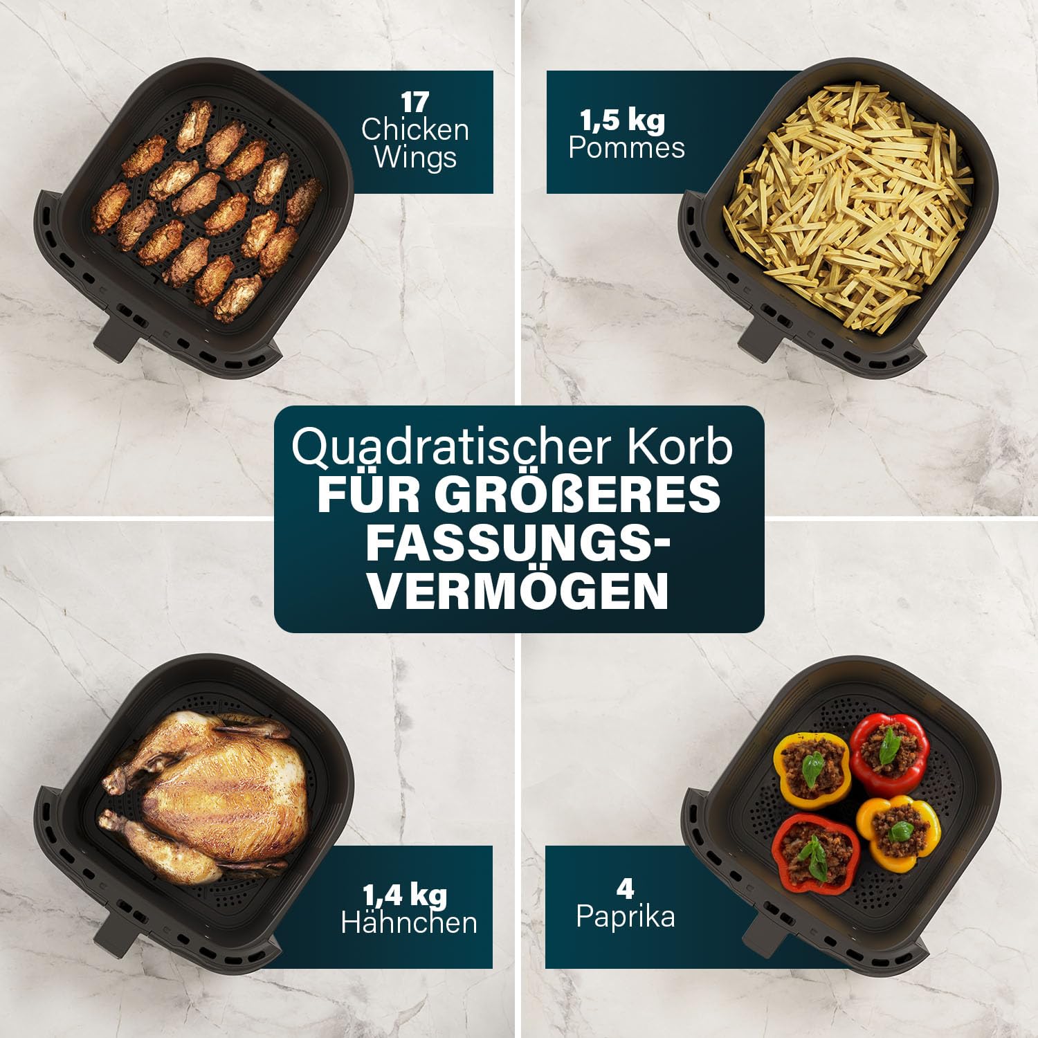 Princess Digitale Heißluftfritteuse 6,5 L mit Trennwand, 12 Programme, Touchscreen, Bis zu 60% Energieersparnis, Fettarmes Frittieren ohne Öl, Für 1,5 kg Pommes, Schwarz, 182061