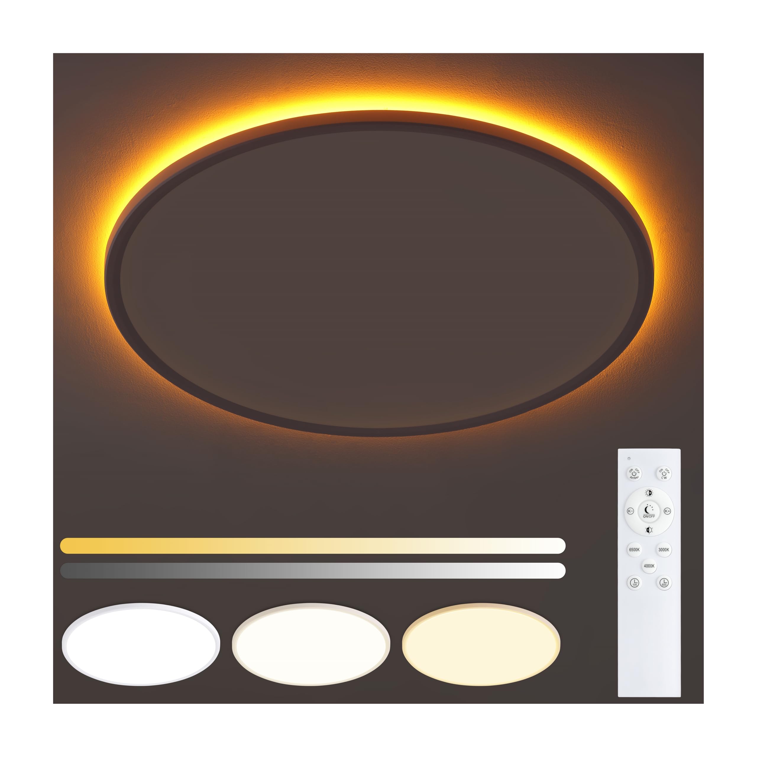 flush mount ceiling light with night light, 15in led ceiling lights with remote control, 1800k nightlights & 3000-6500k dimmable lamp fixture, 36w 3600lm low profile for bedroom, white