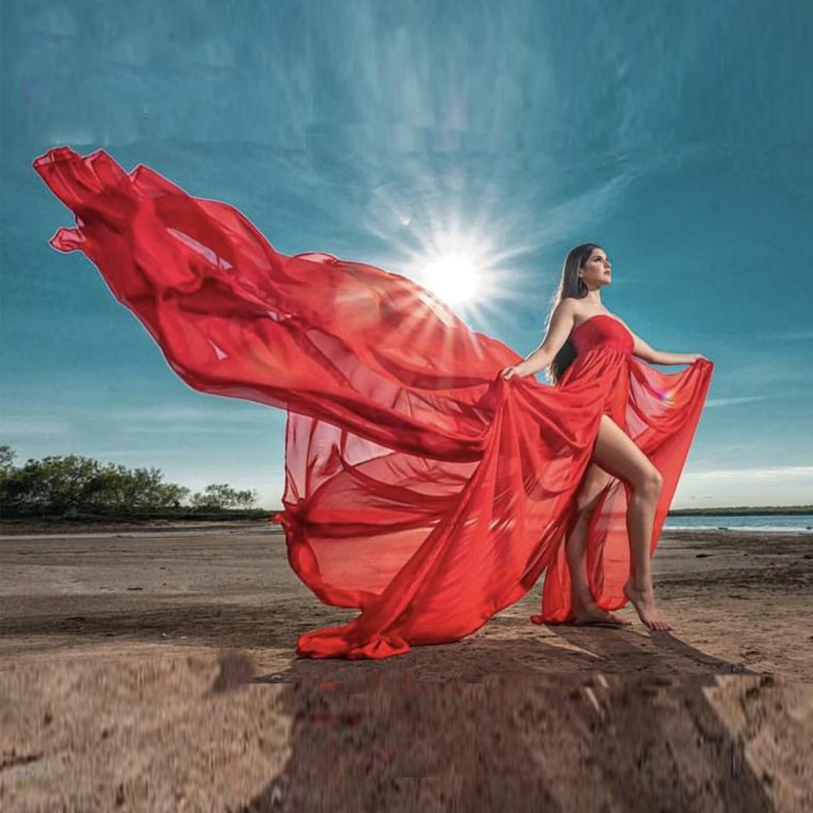 Abito premaman leggero in materiale elasticizzato, facile da pulire, per ritratti, doccia e uso quotidiano, elegante abito per foto in gravidanza