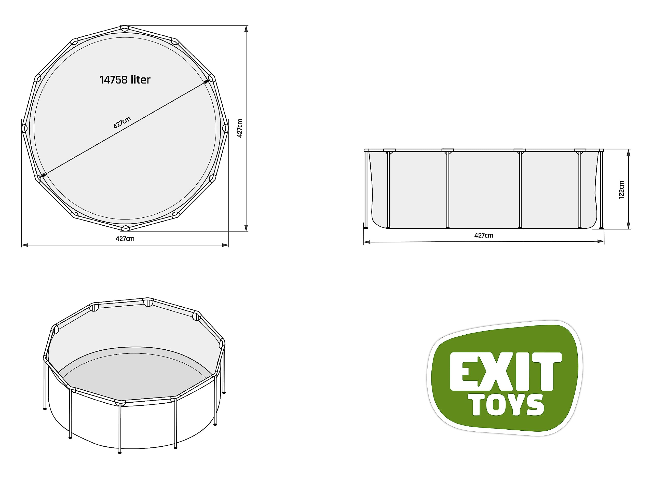 Piscina con Bomba de Filtro de Cuero Exit Toys 427 x 122 cm