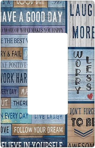 Cubierta de interruptor de luz basculante individual motivacional con citas inspiradoras rústicas para 1 banda placa decorativa de pared para