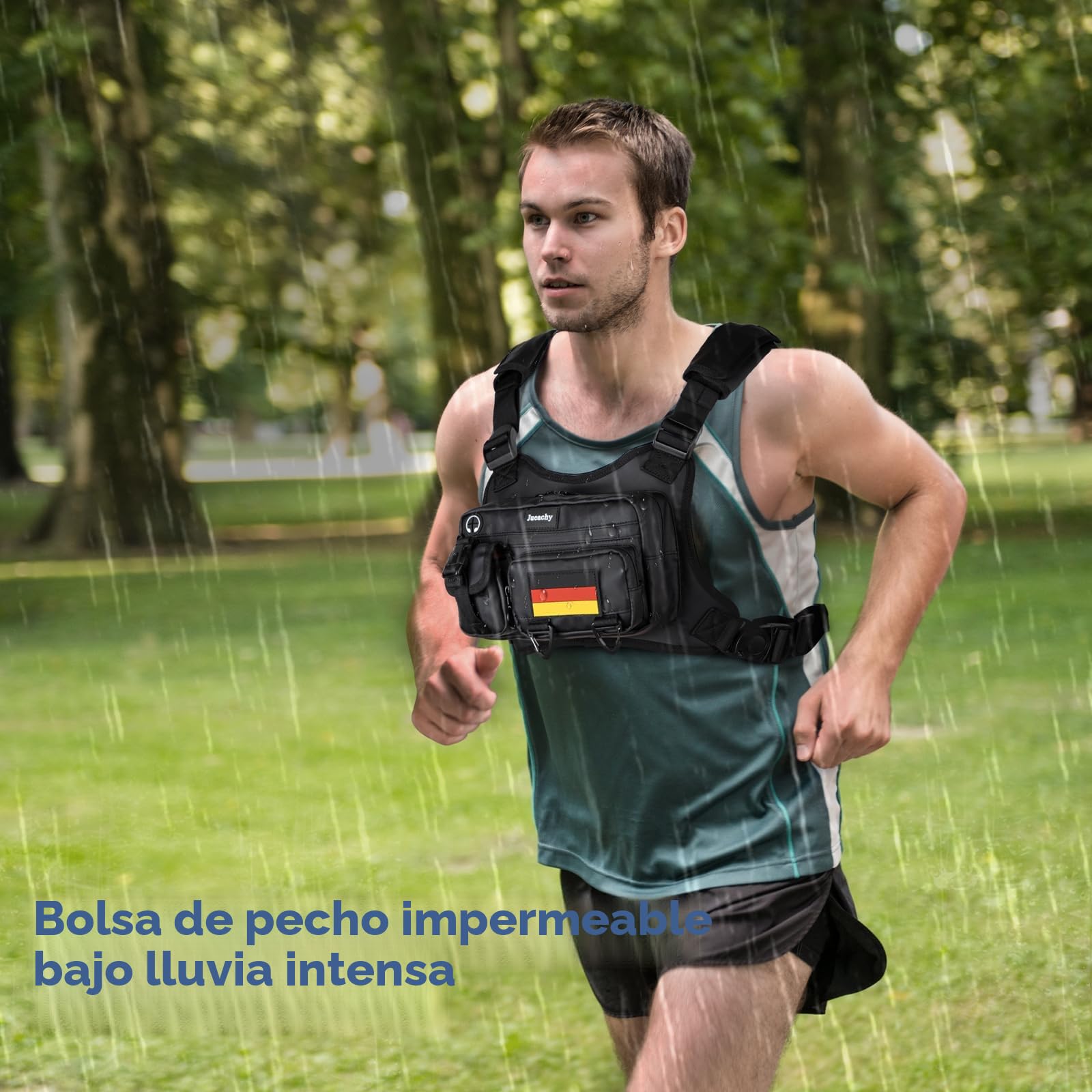 Jueachy Impermeable Chaleco Runing Mujer Hombre: Multifuncional Bolsa de pecho Chaleco Reflectante Runing Con Tirantes Ajustables Para Gimnasio Correr Entrenar