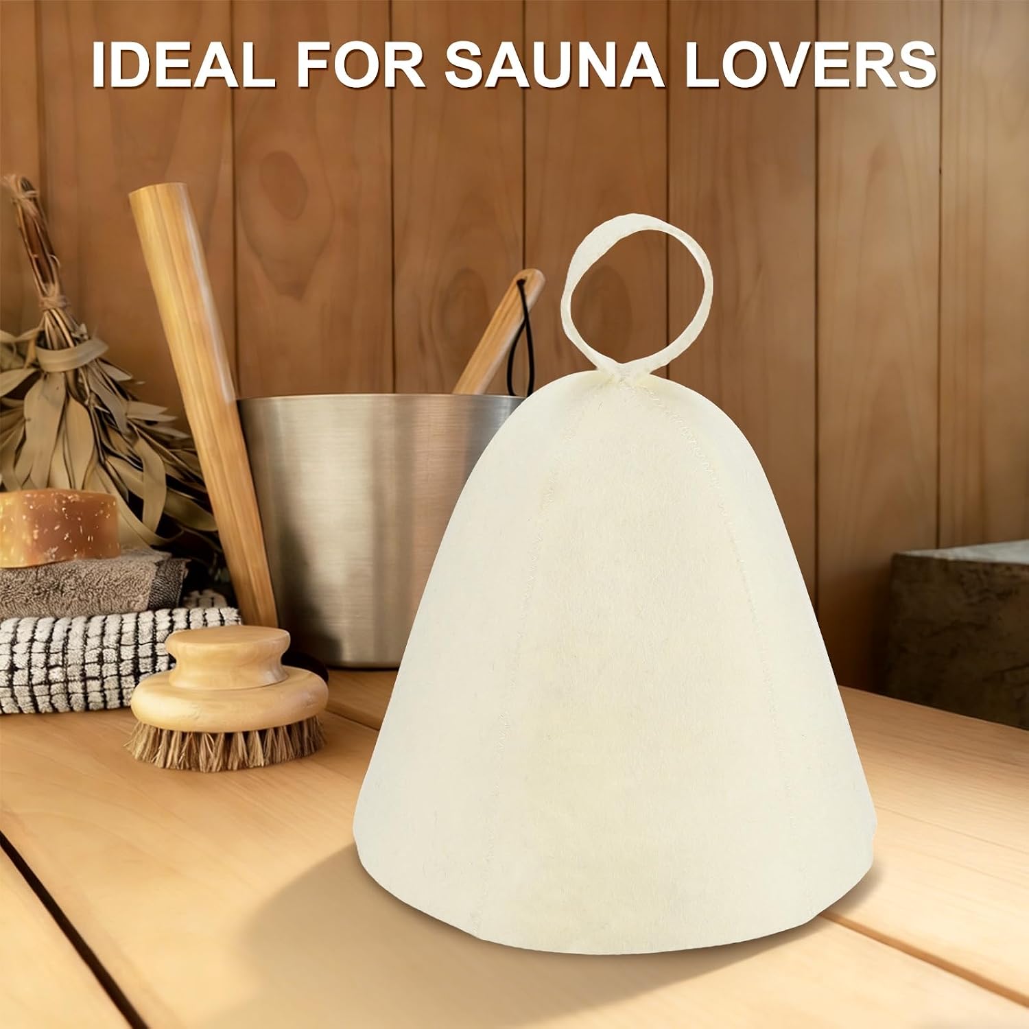M METERXITY Sauna Hat for Women and Mens, Wool Sauna Cap Vaporarium Soft Durable Comfortable Breathable for Spa/Steam Room image 4