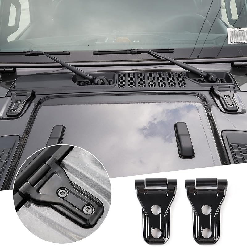 Kit de capas decorativas para dobradiça externa do capô RT-TCZ Jeep Wrangler JL JLU e Gladiator JT 2018–2023 – 2 unidades