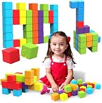 Pairez Toys Magnetic Building Blocks, 1.65 inch Large Magnetic Stacking Cubes for Toddlers, Sensory & Montessori Toys for Boys & Girls 1 2 3 Years Old (12 PCS)