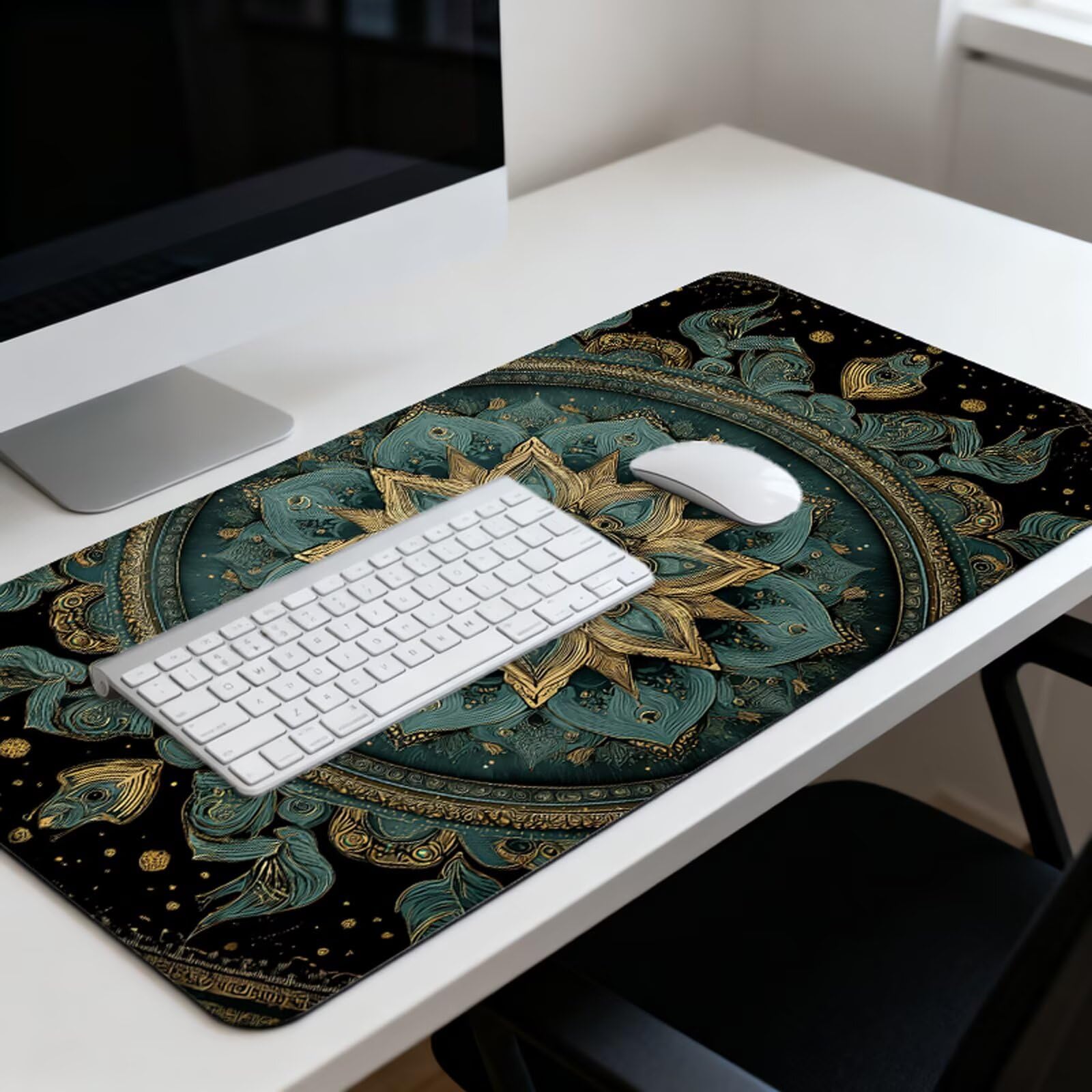 Podkładka pod mysz retro XXL 1200 x 600 mm, duża antypoślizgowa podkładka pod mysz do gier, akcesoria biurowe, wodoodporna podkładka pod mysz z zamykaną krawędzią do biura, domu i pokoju zabaw (czeska