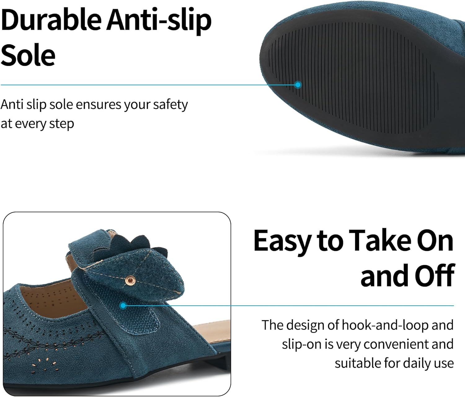 Aomigoct Mules for Woman Flats Comfortable: Round Toe Slip On Womens Mules Casual Fashion Work Shoes - Image 4