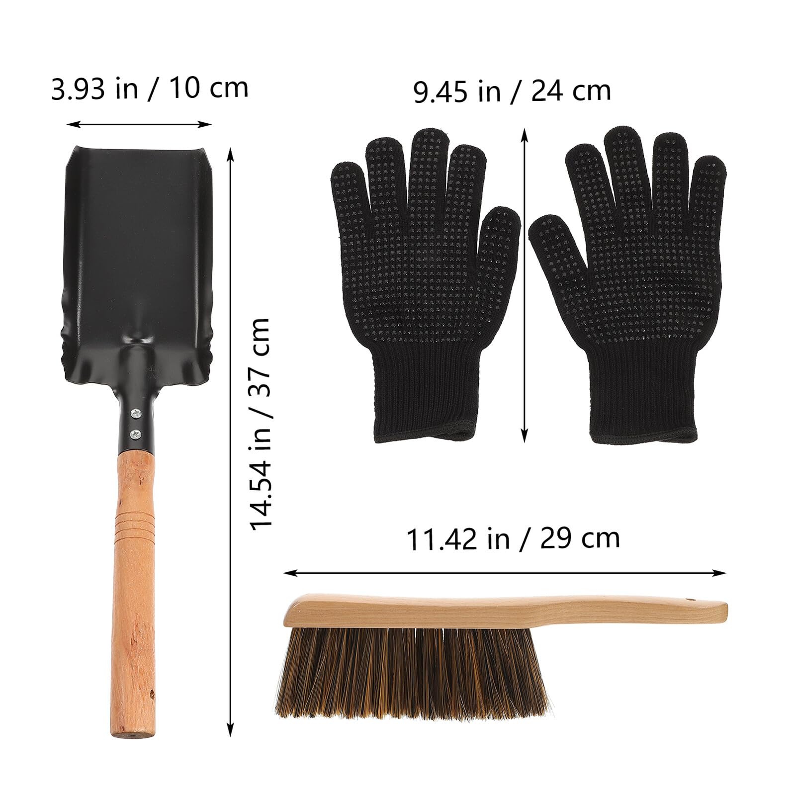 Kit per Pulizia del Focolare Pala per Cenere Pala per Stufa Realizzata in Legno e Ferro Resistente per Uso Prolungato Comoda da Riporre e Trasportare
