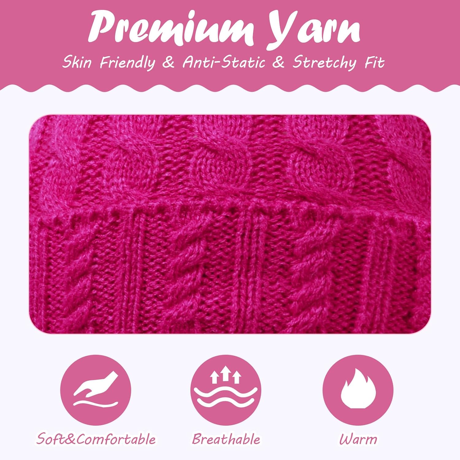 MEJORMEN Toddler Baby Winter Hat with Earflap Kids Warm Twisted Knit Beanie with Pom Pom Kids Ski Hat for Infant Girls Boys - Image 5