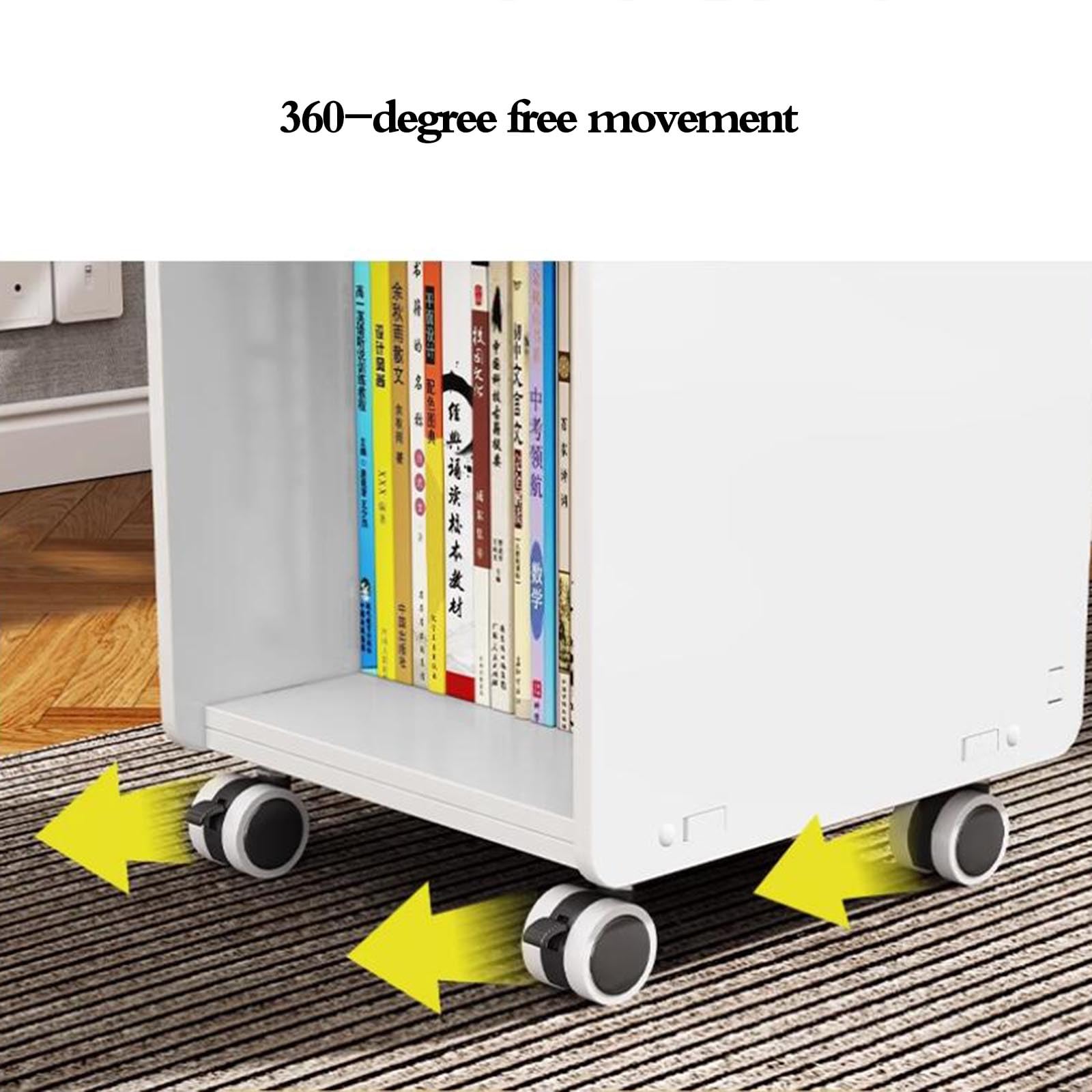 Mobilny regał na książki dla studentów, kompaktowy schowek pod biurkiem, prosty regał na książki do sypialni lub gabinetu (76 x 25 x 38 cm)