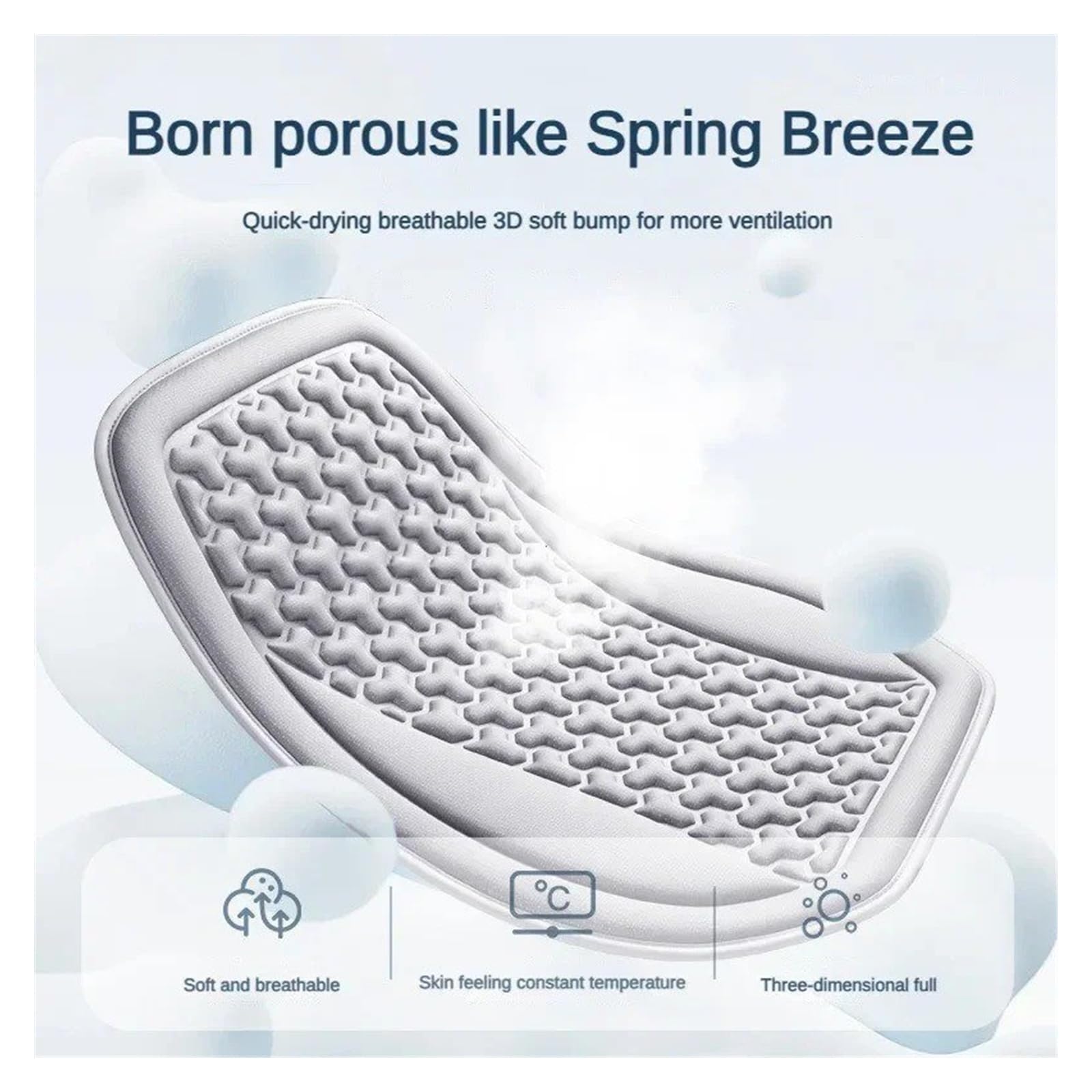 Funda Asiento Transpirable 3D Cojín Verano A Prueba Sudor Diseño Convexo para Disipación Calor Alfombrilla Universal para Silla Coche Cubre Universal