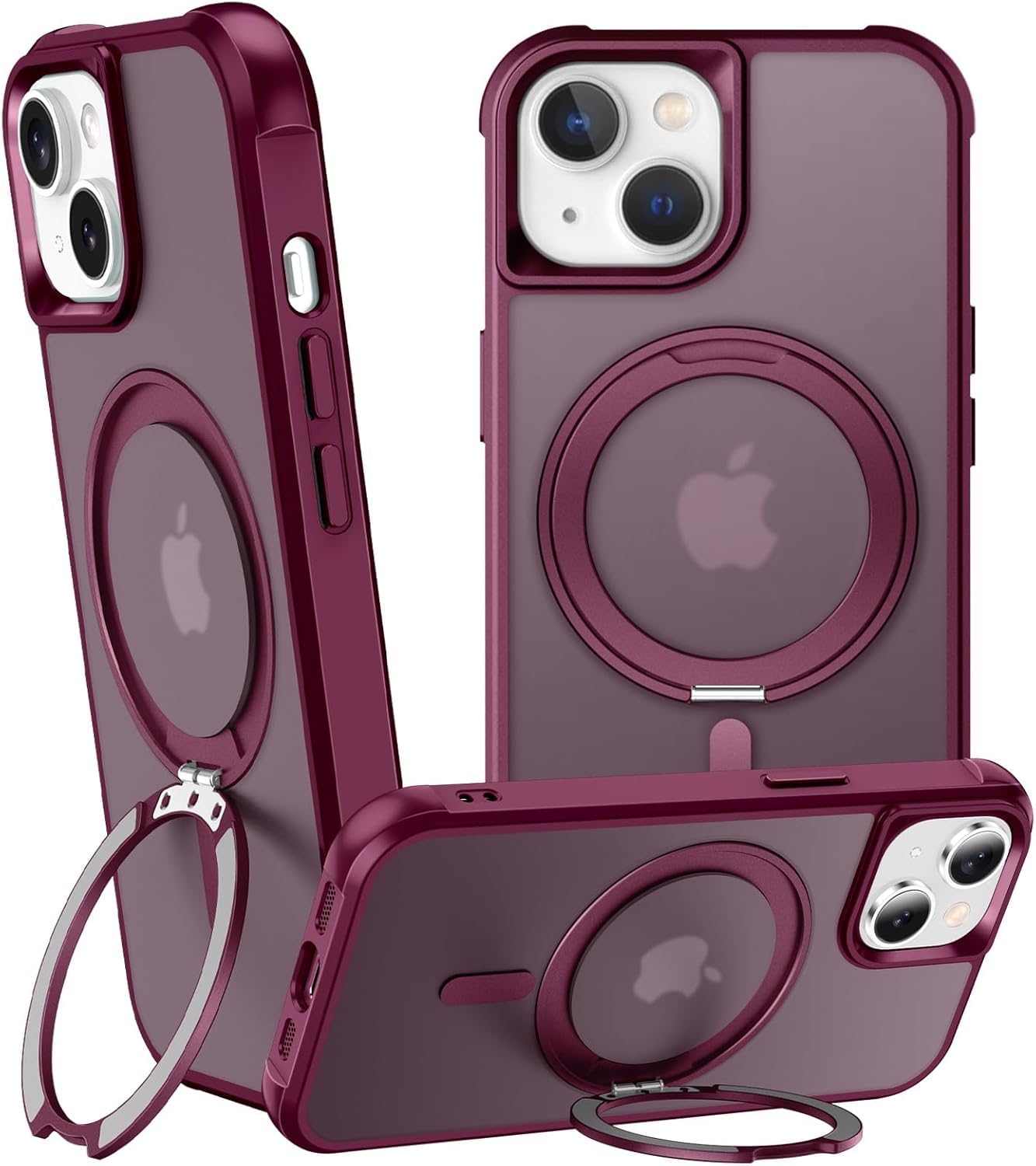 Anillo giratorio magnético de 360° para iPhone 13, soporte de metal integrado y soporte de anillo, compatible con Magsafe, protección de grado militar, resistente a golpes y vibraciones
