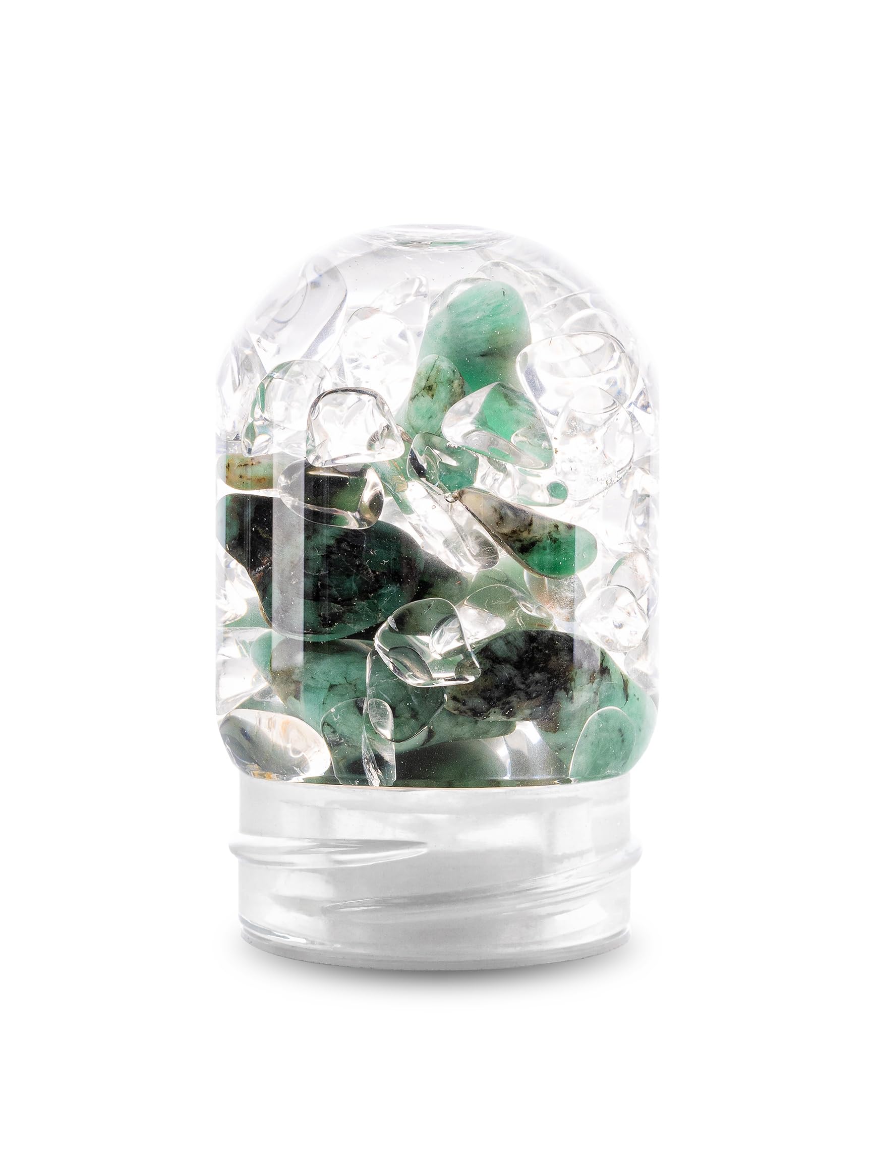VitaJuwel Sana VITALITY cloud white Carafe en verre avec pierres précieuses (émeraude et cristal de roche) pour régénération, rajeunissement et renouvellement