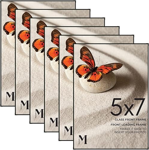 Mantello - Portarretratos de carga frontal de 5 x 7 pulgadas, negro, para colgar en pared, para mesaescritorio portarretratos múltiples para galería