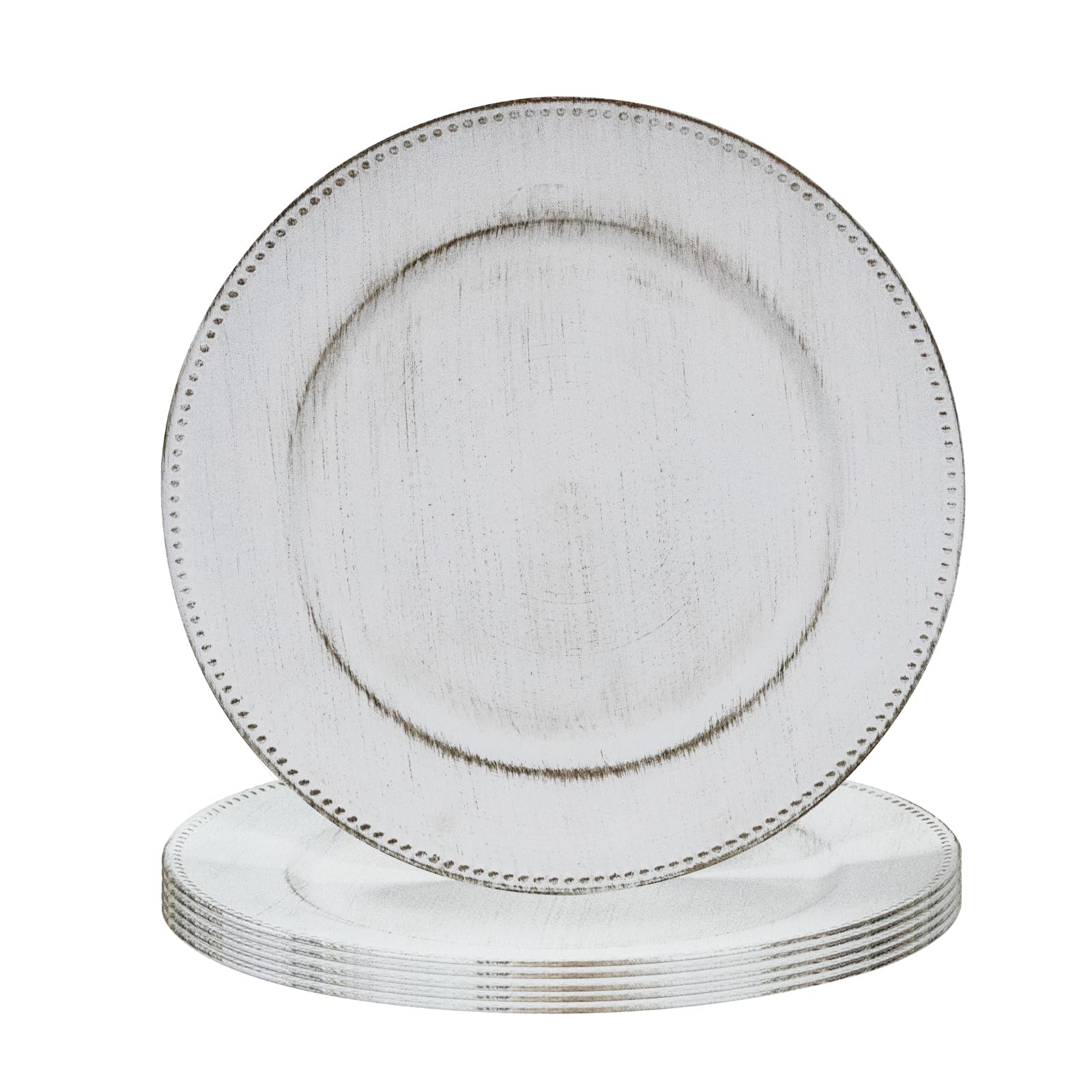 MAONAME Goldene Platzteller - 50 Stück, 33 Cm Durchmesser, Aus Kunststoff Mit Perlenrand Für Hochzeit & Feiern