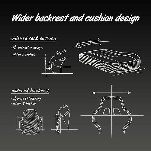 Miniatura 5 de Dowinx Silla de juegos con cojín de resorte de bolsillo, silla ergonómica de computadora con respaldo alto, silla de juego reclinable de piel