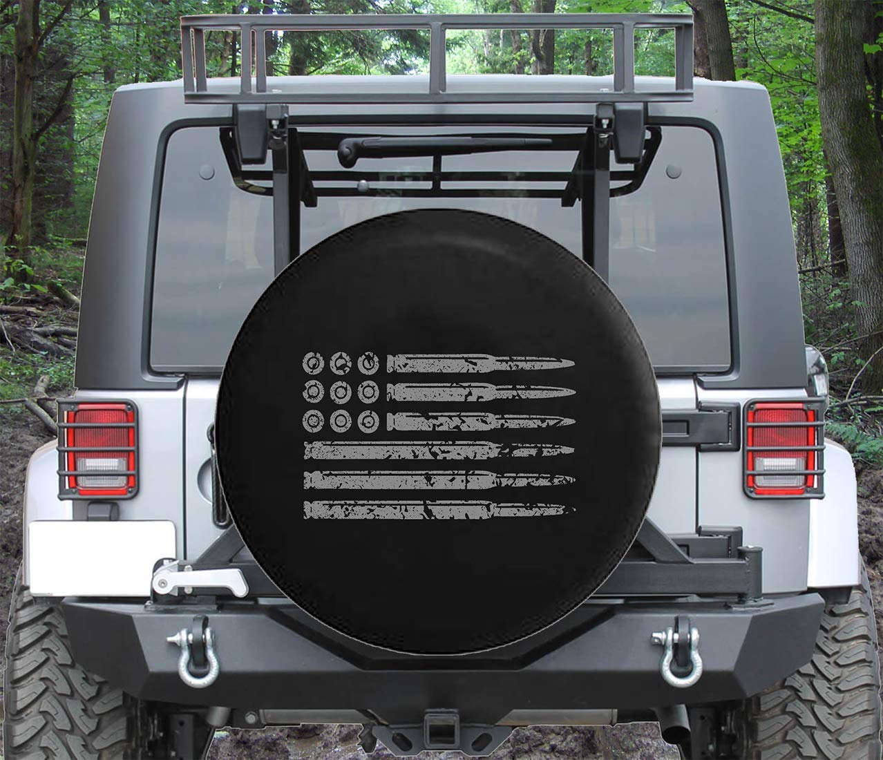 Spare Tire Cover Rifle Bullets American Flag Gun Rights (Fits: SUVs Camper Accessories RV Accessories Size 30 Inch