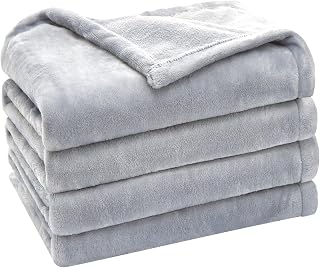 Fleece Blanket Queen Size Light Grey Bed Blanket for Couch, Bed, Camping, Travel-Plush Cozy Fuzzy Blanket 90"x90",Super Soft & Warm Blankets for All Season