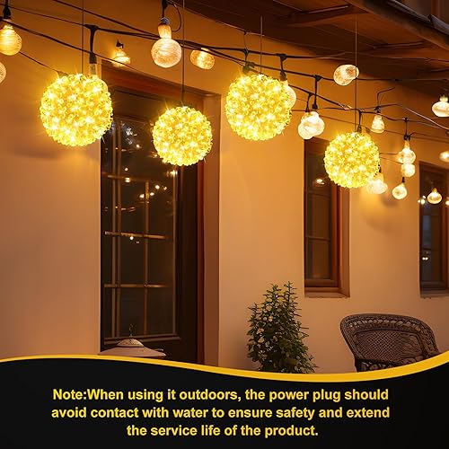 Miniatura 3 de VIHOSE 4 bolas iluminadas de Navidad de 5.5 pulgadas, luces colgantes cálidas, luces de Navidad, diseño de cerezo, bola LED para Navidad, interior,