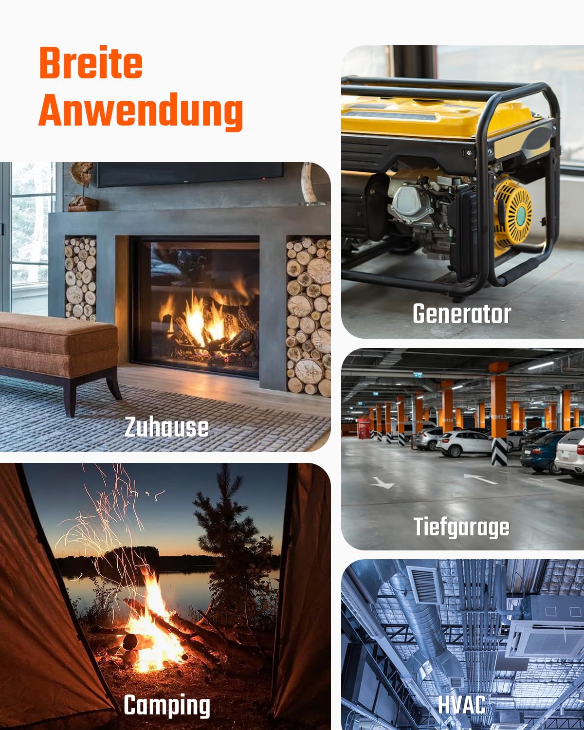TOPTES CT-580 Kohlenmonoxidmelder, wiederaufladbarer CO-Melder mit Vibration, visuellen & akustischen Alarmen, tragbarer CO-Alarm, 0-1000PPM, TFT-Farbdisplay für Zuhause, Auto, Camping & Reisen