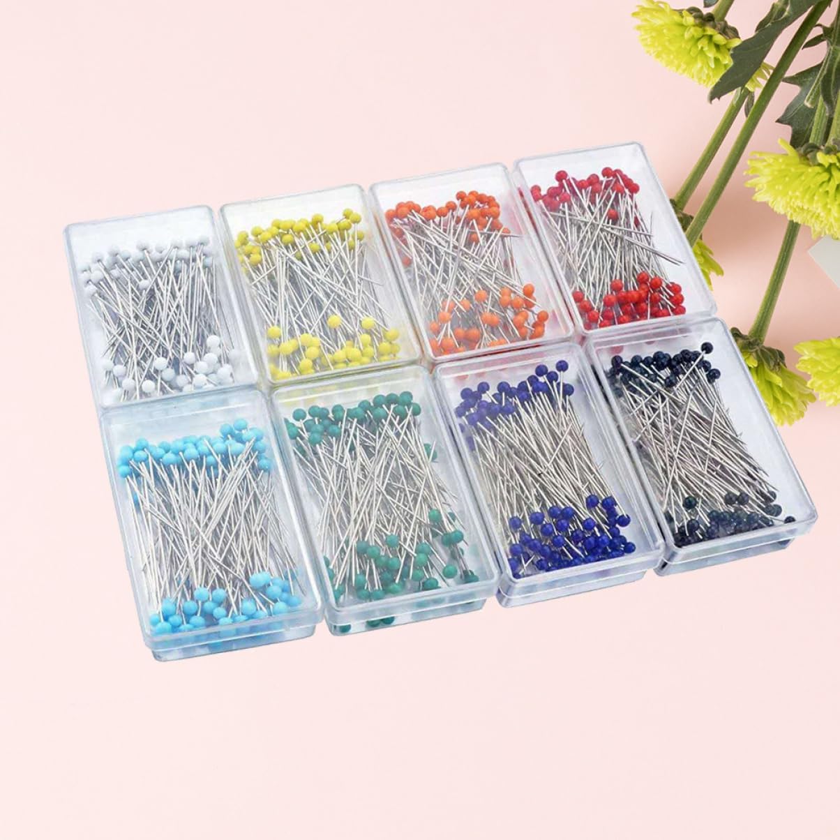 Gadpiparty 800Pcs Multicolor Glass Pearlized Head Ball Pins for DIY Crafts Jewelry Making and Dressmaking Color Variety with Storage Box for Sewing Projects