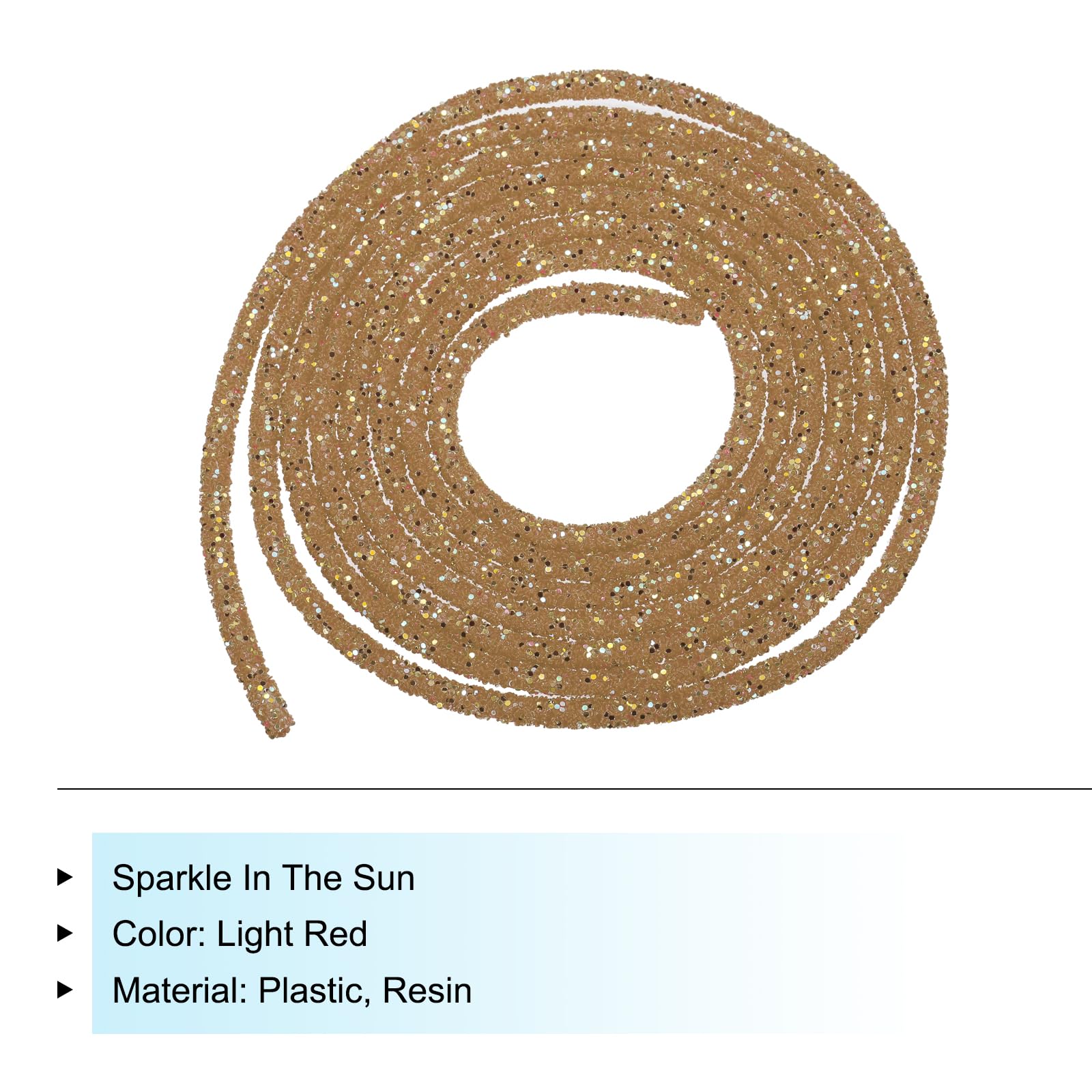 sourcing map 5 Yard 6mm 0.24 inch Glitter Sequins Rope Sequins Rhinestone Tube Cord for DIY Wedding Dresses Costume Clothing Shoes Jewelry Accessory Clear White — view 19