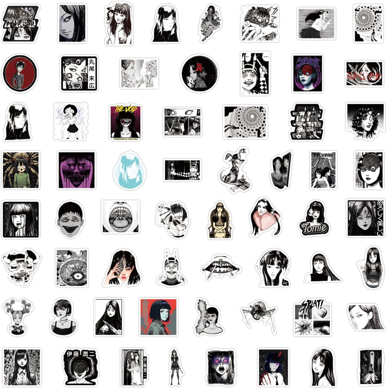 120Pcs Tomie Stickers Cool Junji Ito Manga Stickers, Vinyl Waterproof Terrifying Halloween Sticker for Laptop, Guitar, Water Bottle, Birthday Gifts for Girls, Kids, Teens (Tomie) - Image 7