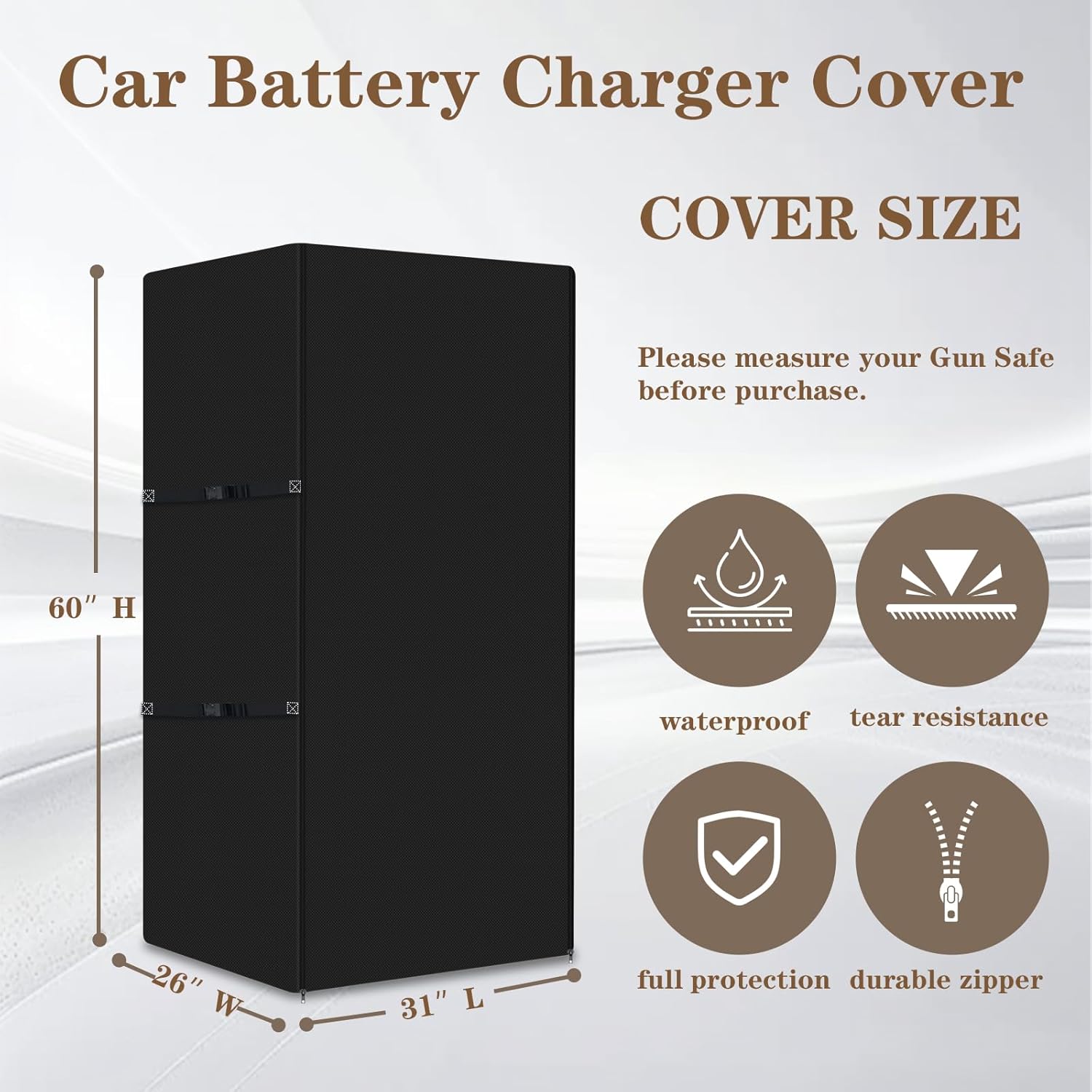 Gun Safe Cover Waterproof – Heavy Duty 600D Oxford Gun Cabinet Cover, Dustproof Protective Cover for Large Rifle Safe, Indoor Outdoor Waterproof Gun Safe Protective cover