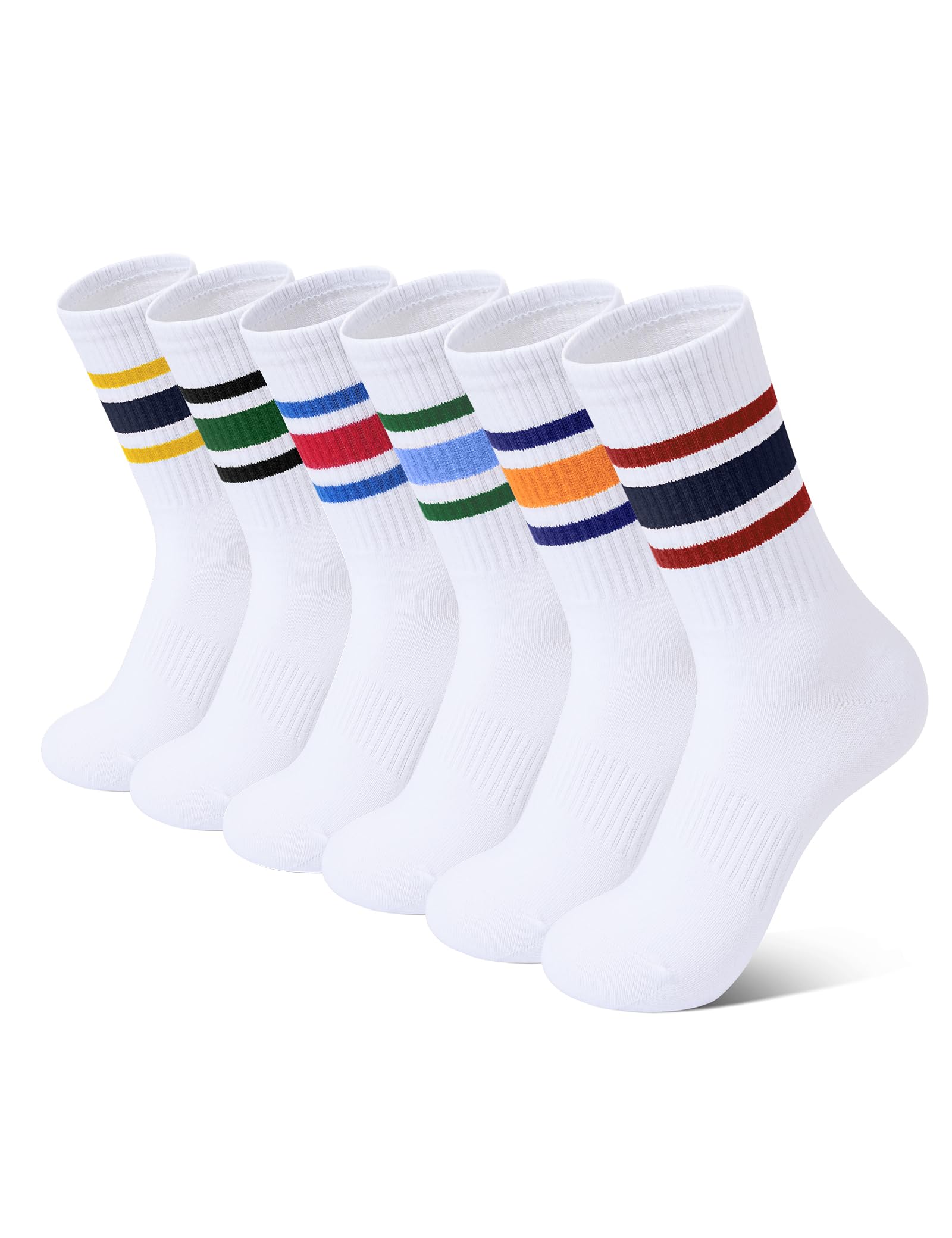 Somaibo 6 Pairs Kids Boys Girls Socks Athletic Basketball Cotton Crew Sock